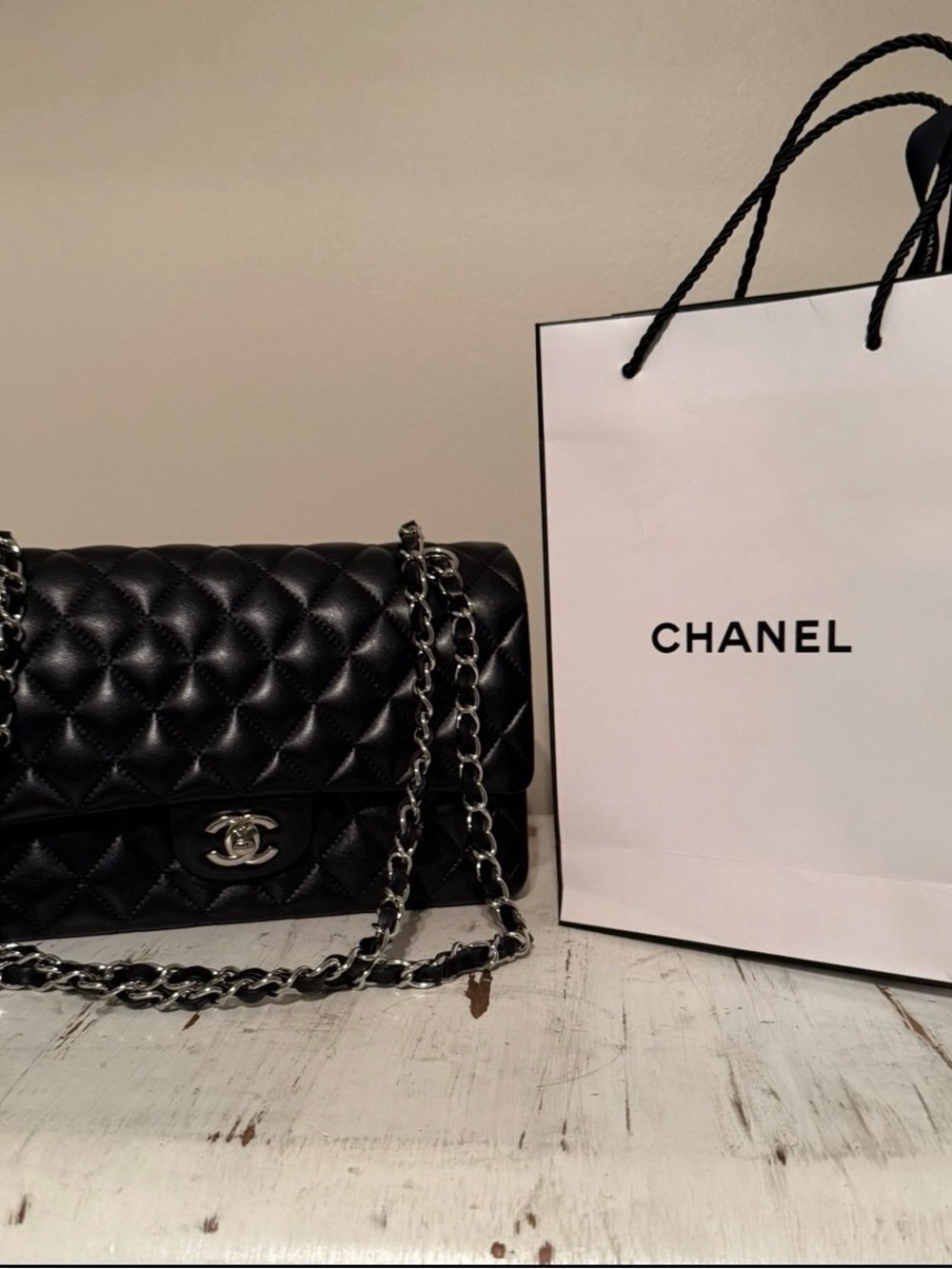 Black Quilted Leather Chain Shoulder Bag
